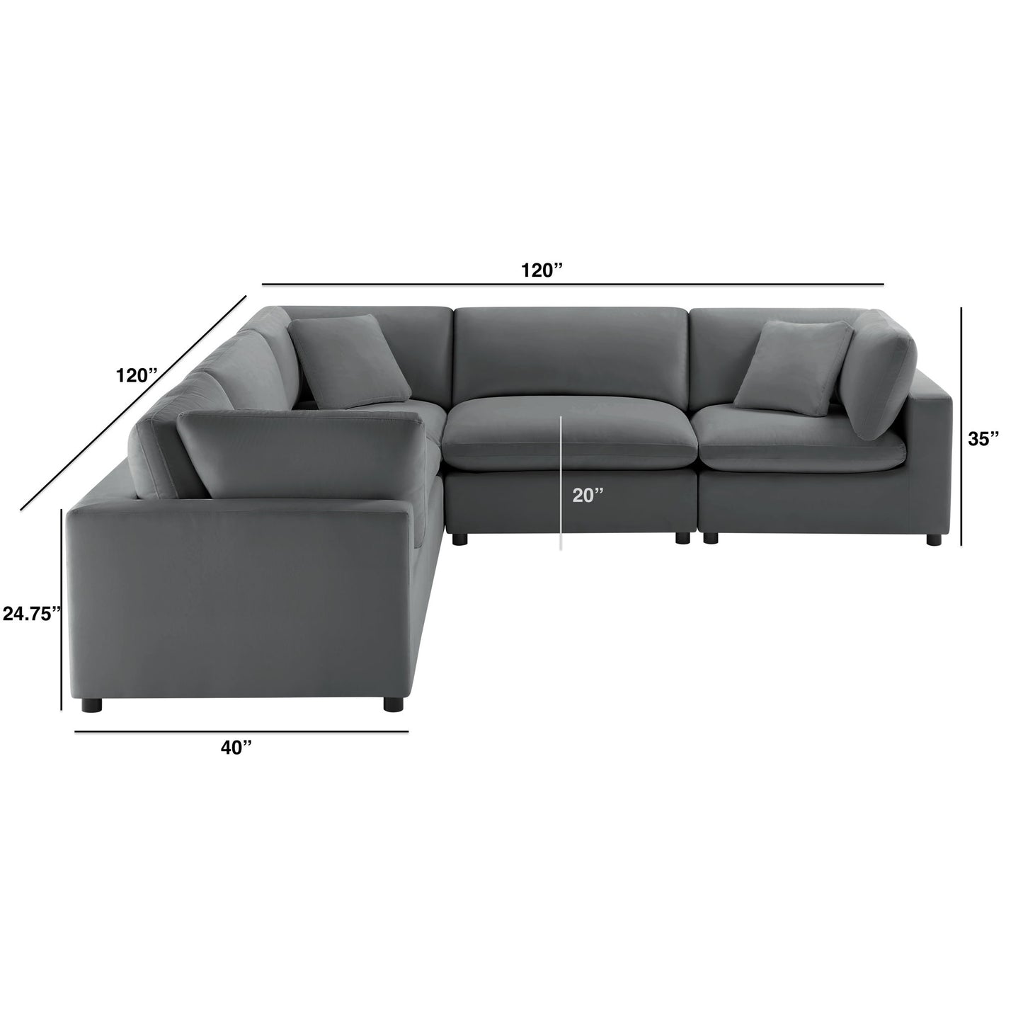 Caylie - Modular 5 Piece Sectional - Charcoal