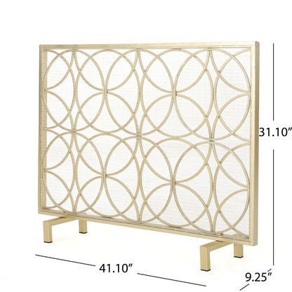 Thayer - Single Panel Iron Fireplace Screen With Geometric Design