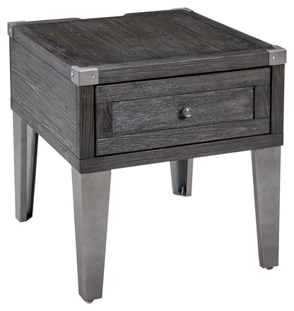 Todoe - Rectangular End Table - Dark Gray