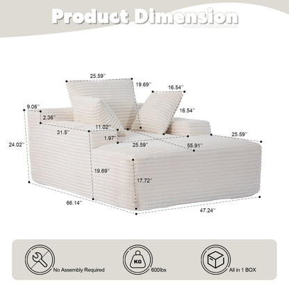 Oversized Chaise Lounge Chair Cozy Cloud Couch With 3 Throw Pillows And Wide Armrest