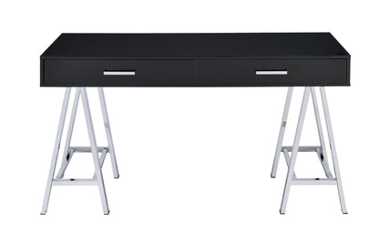 Coleen - Writing Desk - Black High Gloss & Chrome