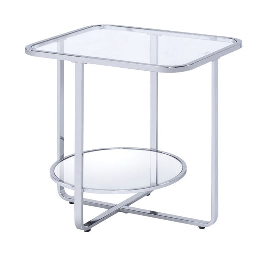 Hollo - End Table - Glass & Chrome