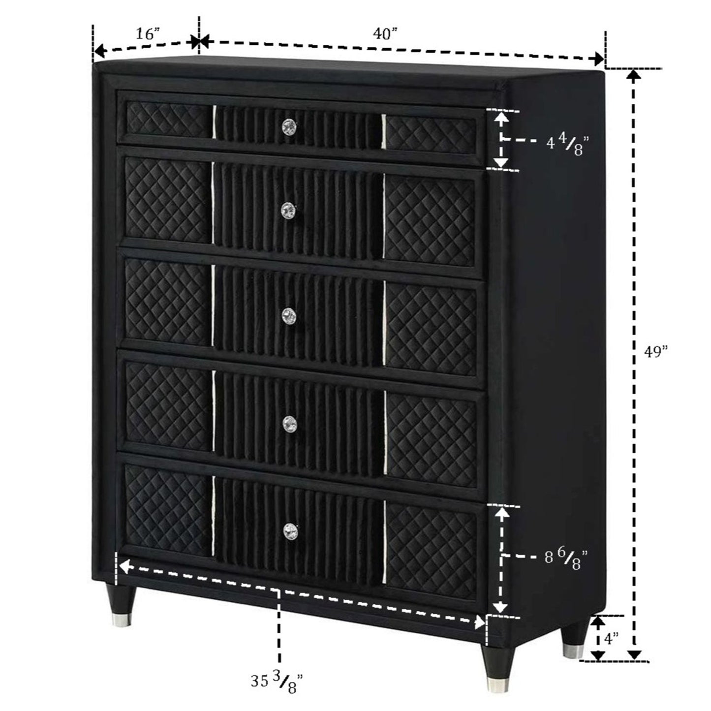 1 Piece Tall Chest Upholstery Textured - Black