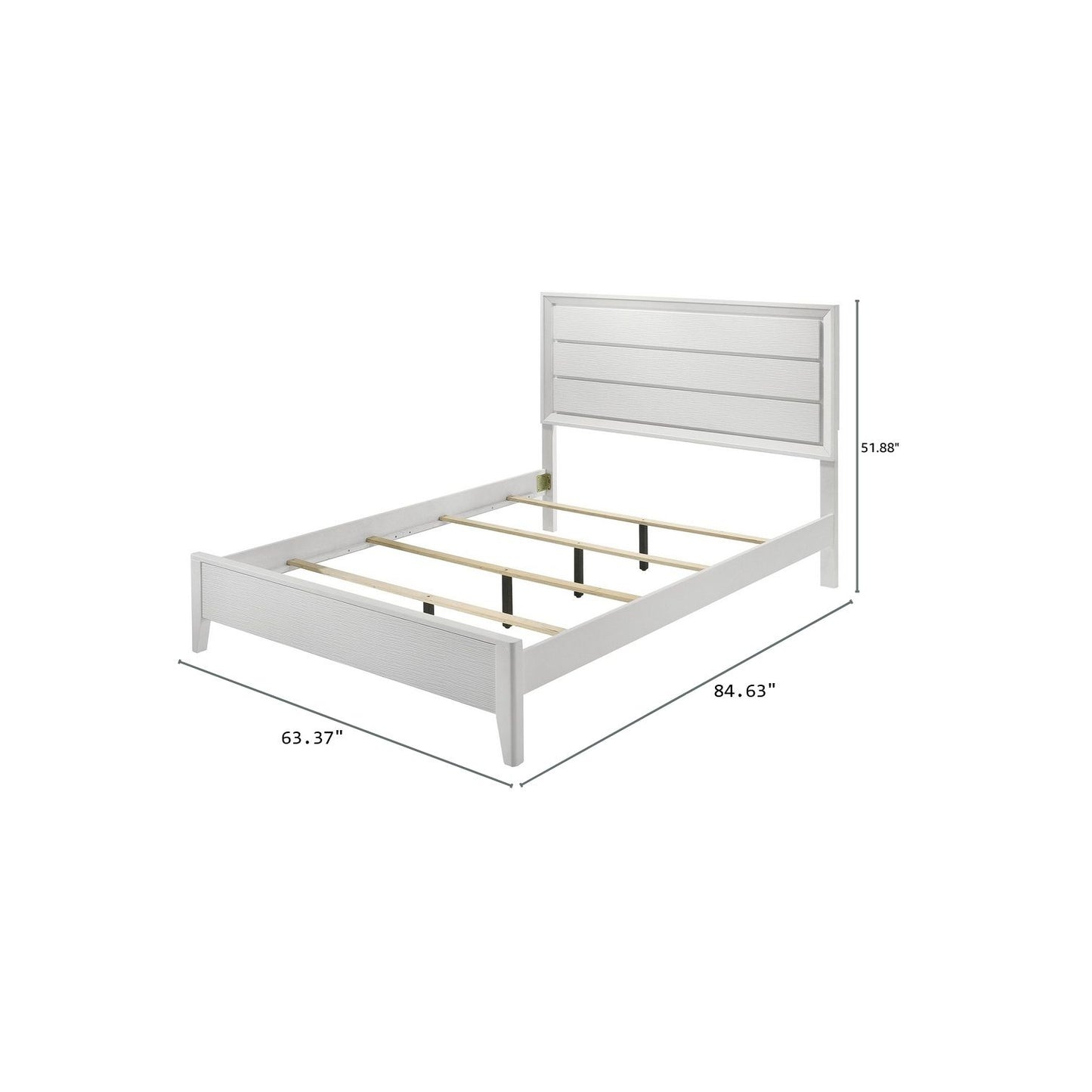 Modern Bed Frame With Wave Texture Headboard And Angled Legs