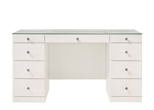 Avery - Vanity Desk With Glass Top - White