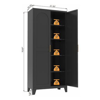 Shapely Doors Cabinet, Metal Storage Cabinet With Doors And Adjustable Shelves