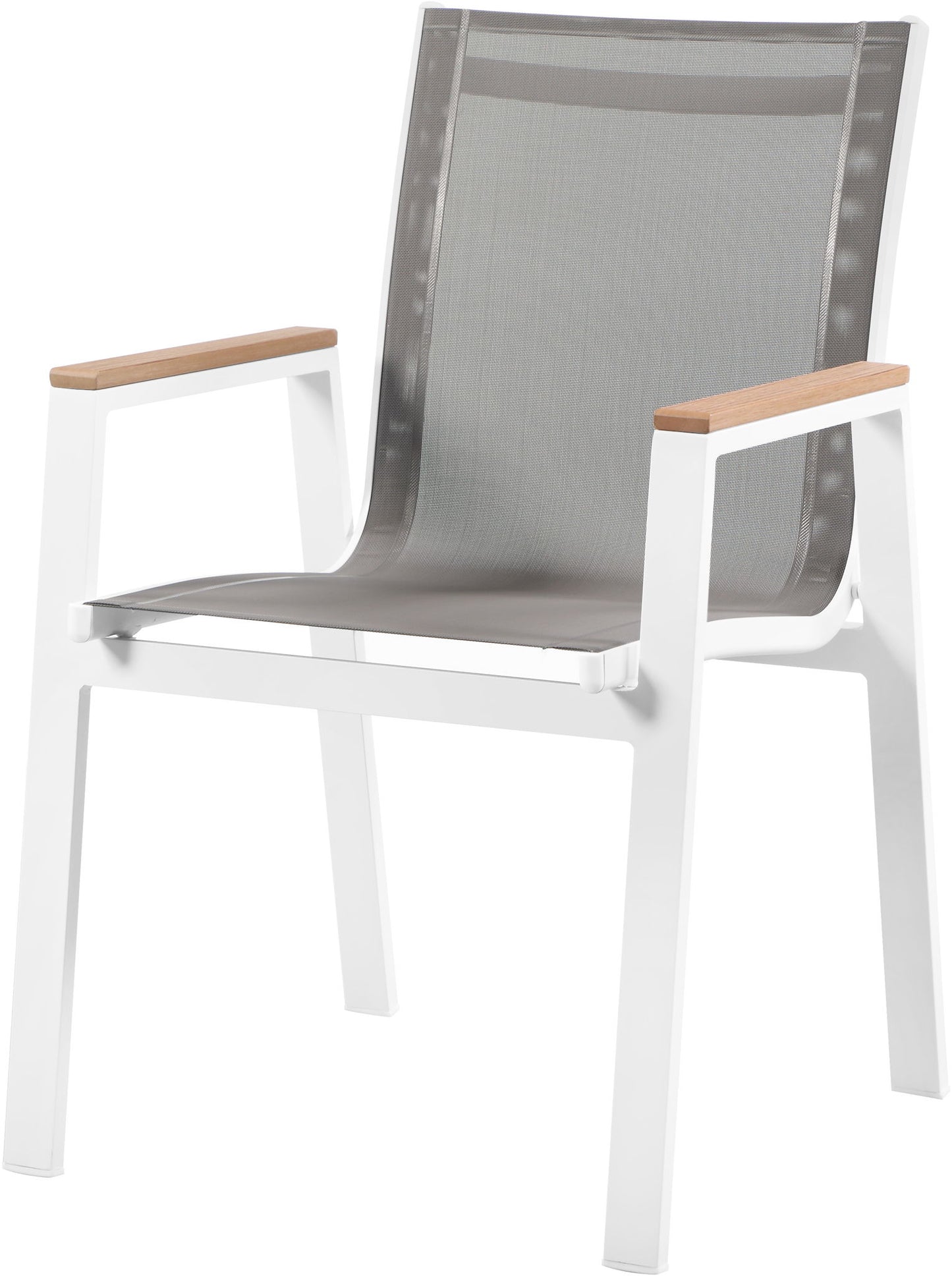 Nizuc - Outdoor Patio Dining Arm Chair With White Frame And Natural Arms (Set of 2)