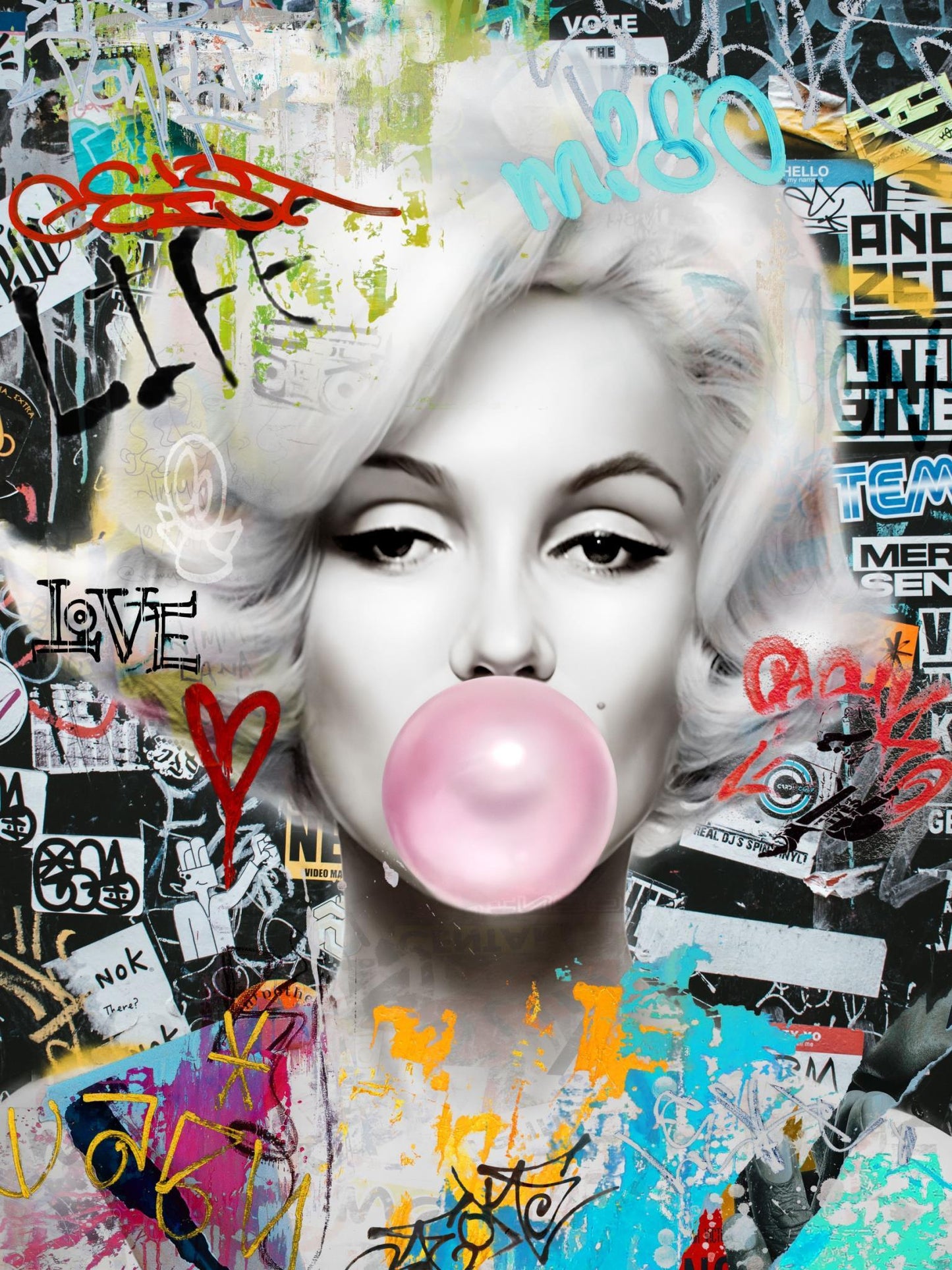 Graffiti Bubble Icon - 36" x 48" Framed Wall Art