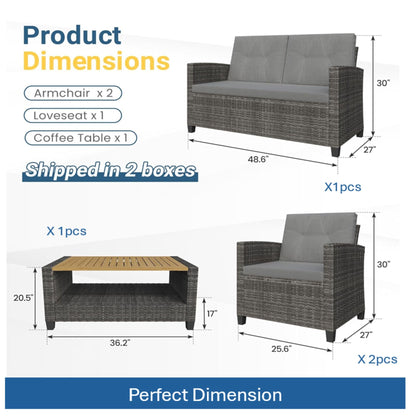 Modern All-Weather Patio Set With Cushions And Table