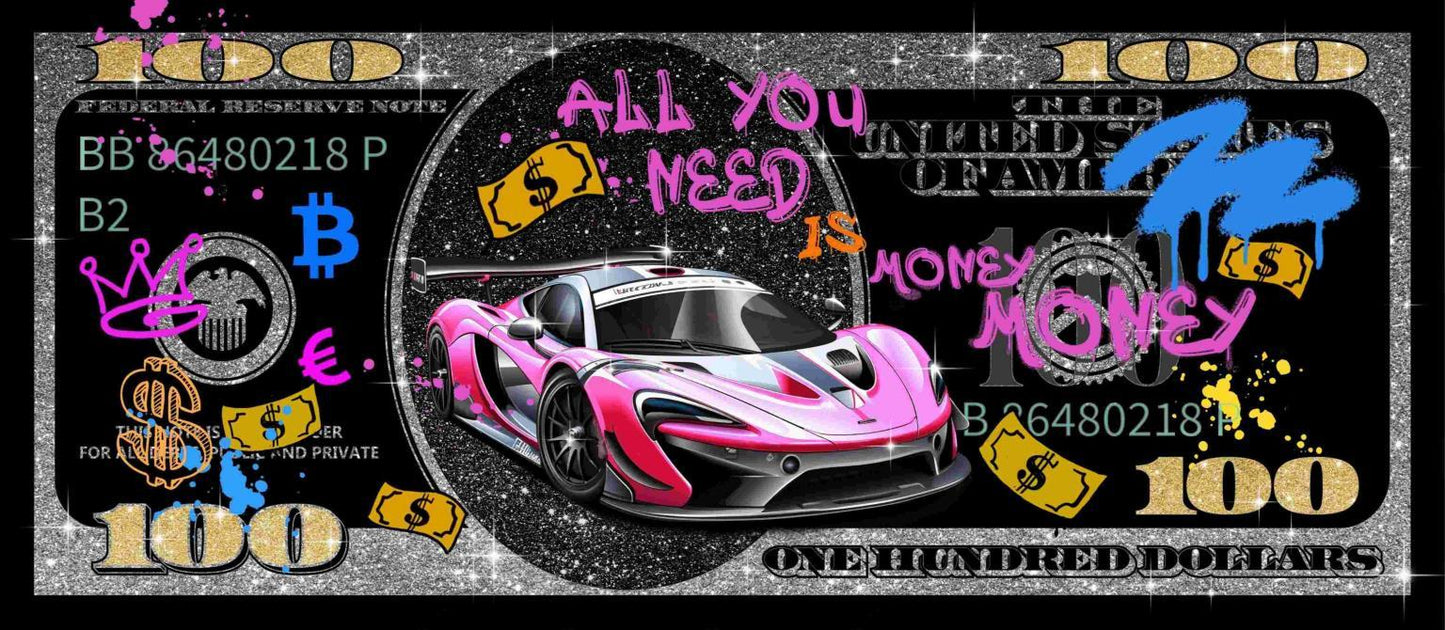 Glitzy Racer Dream - 28" x 63" Framed Wall Art