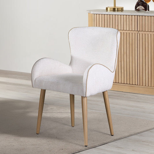 Qwin - Side Chair (Set of 2) - Beige Boucle & Oak