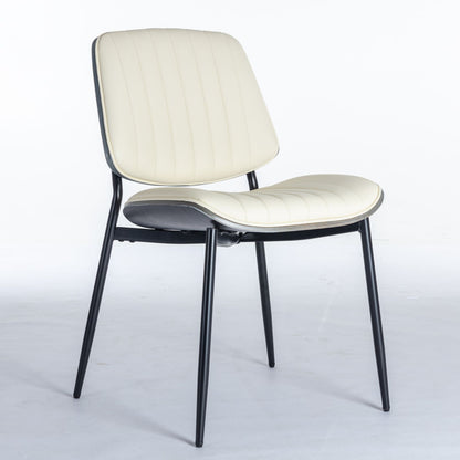 Dining Chairs (Set of 2) Mid-Century Modern Retro Chair With Walnut Bentwood Back Upholstered Seat Metal Legs Adjustable Foot For Kitchen Dining Room Chairs