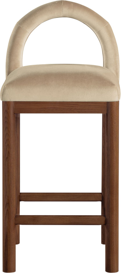 Conrad - Velvet Counter Stool With Brown Legs