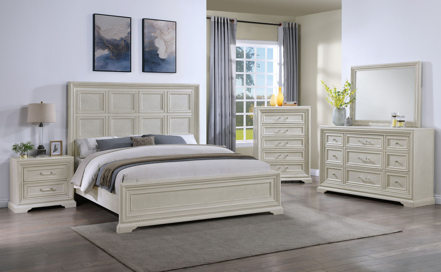 Alexandria - King 5 Piece Bedroom Set - White