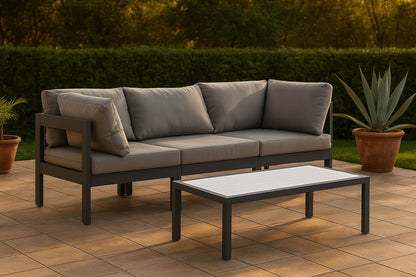 Nizuc - Outdoor Patio 3 Seat Modular Sofa With Gray Frame