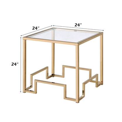 Damien - End Table - Clear Glass & Champagne