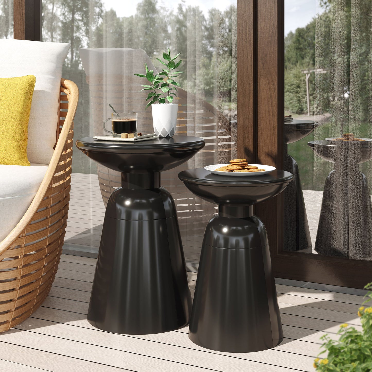 Serenita - Outdoor Side Tables With Flared Design (Set of 2)