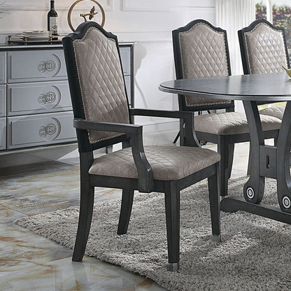 House Beatrice - Arm Chair (Set of 2) - Two Tone Gray Fabric & Charcoal