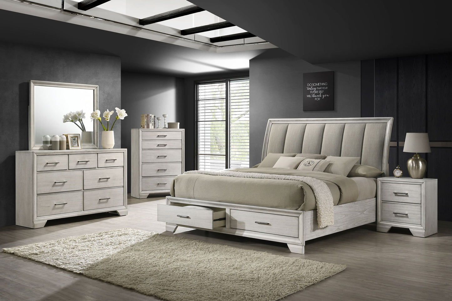 Jaymes - King Storage Bed - White Mist