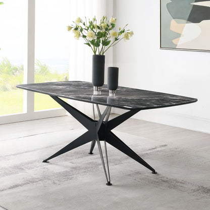 Klaus - Dining Table - Crystal Tempered Glass Top & Black Finish