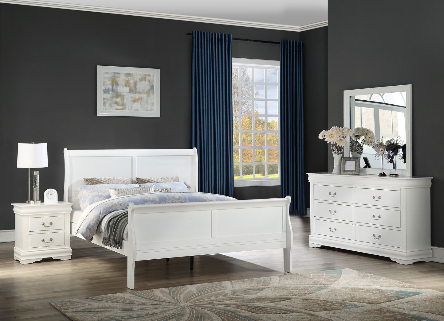 Louis Philip - Queen 4 Piece Bedroom Set - White