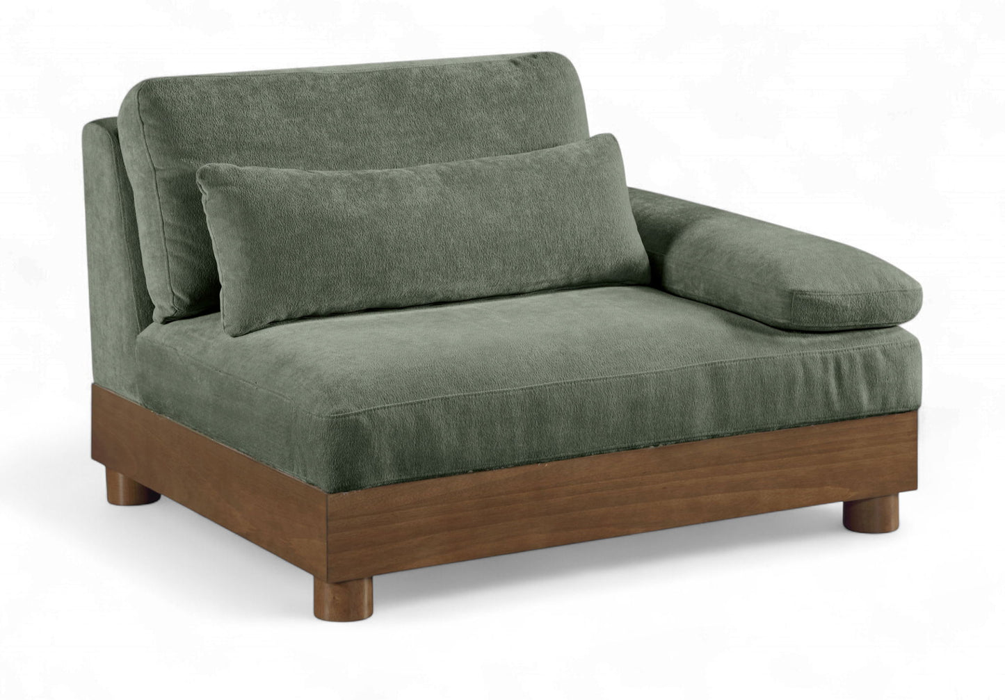 Turin - Chenille Fabric Upholstered Modular Arm Chair - Walnut Base