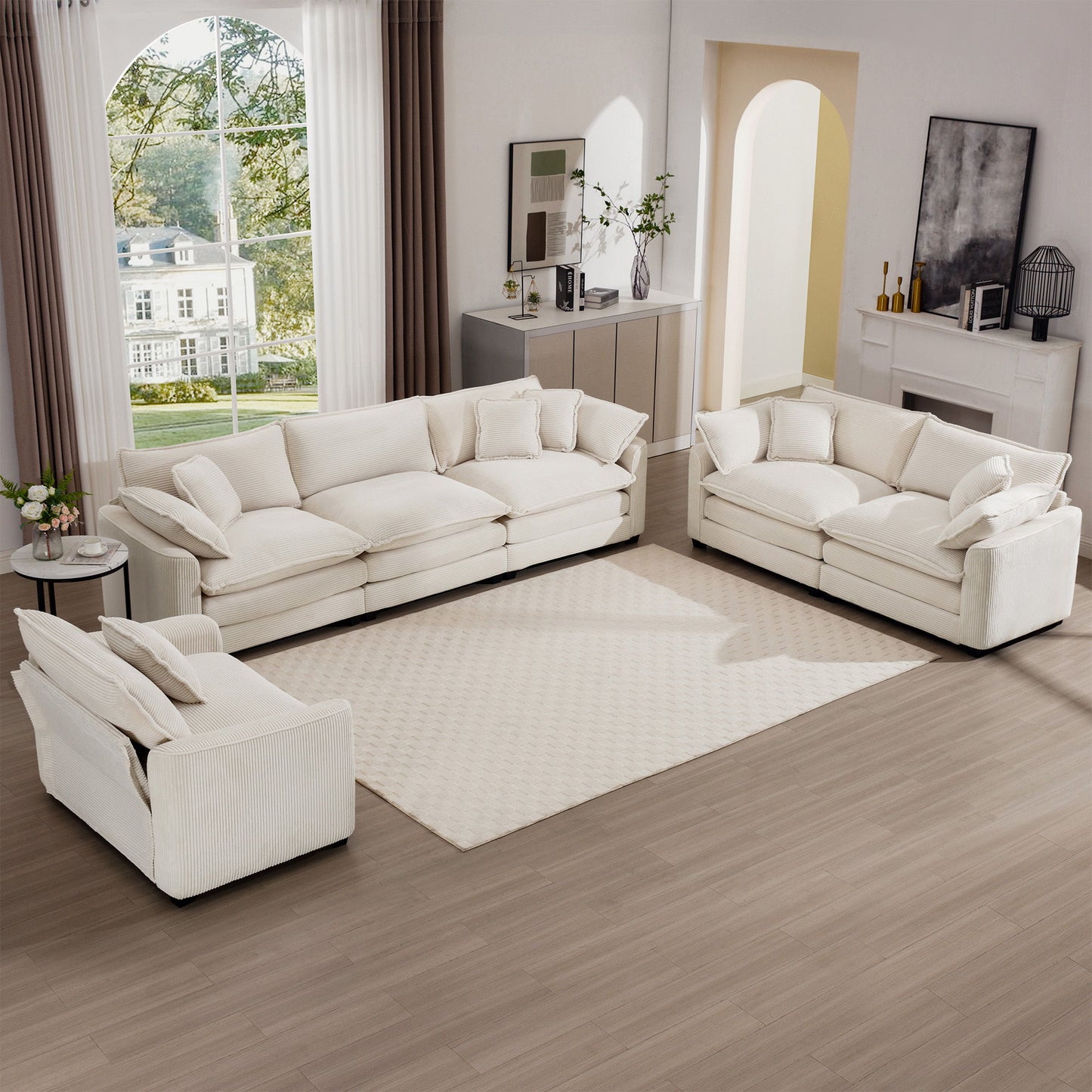 Elegant Oversized Sectional Sofa Set With Deep Seats And Flexible Layout