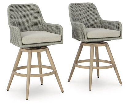 Seton Creek - Barstool With Cushion (Set of 2) - Beige / Gray