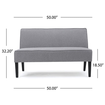 Contemporary Loveseat With Upholstered Fabric And Birch Wood Legs