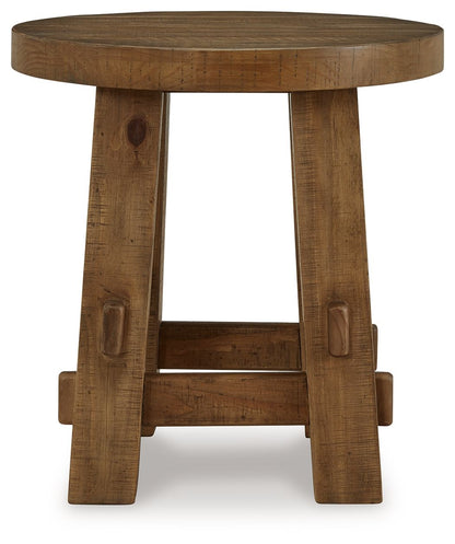 Mackifeld - Round End Table - Warm Brown