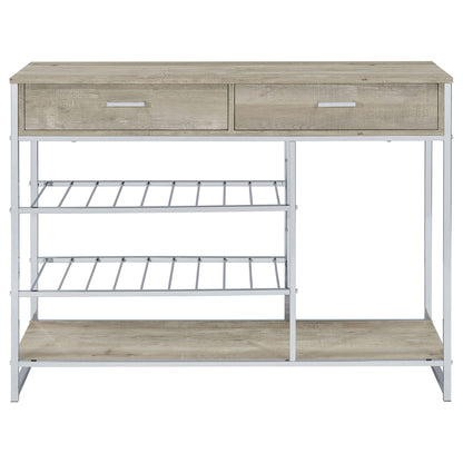 Ethel - 2 Drawer Home Bar Storage With Wine Rack - Oak