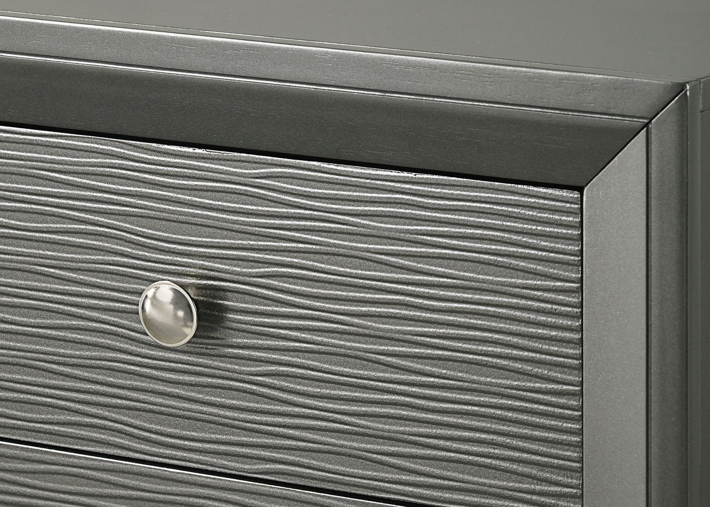 Denker - King 5 Piece Bedroom Set - Gun Metal