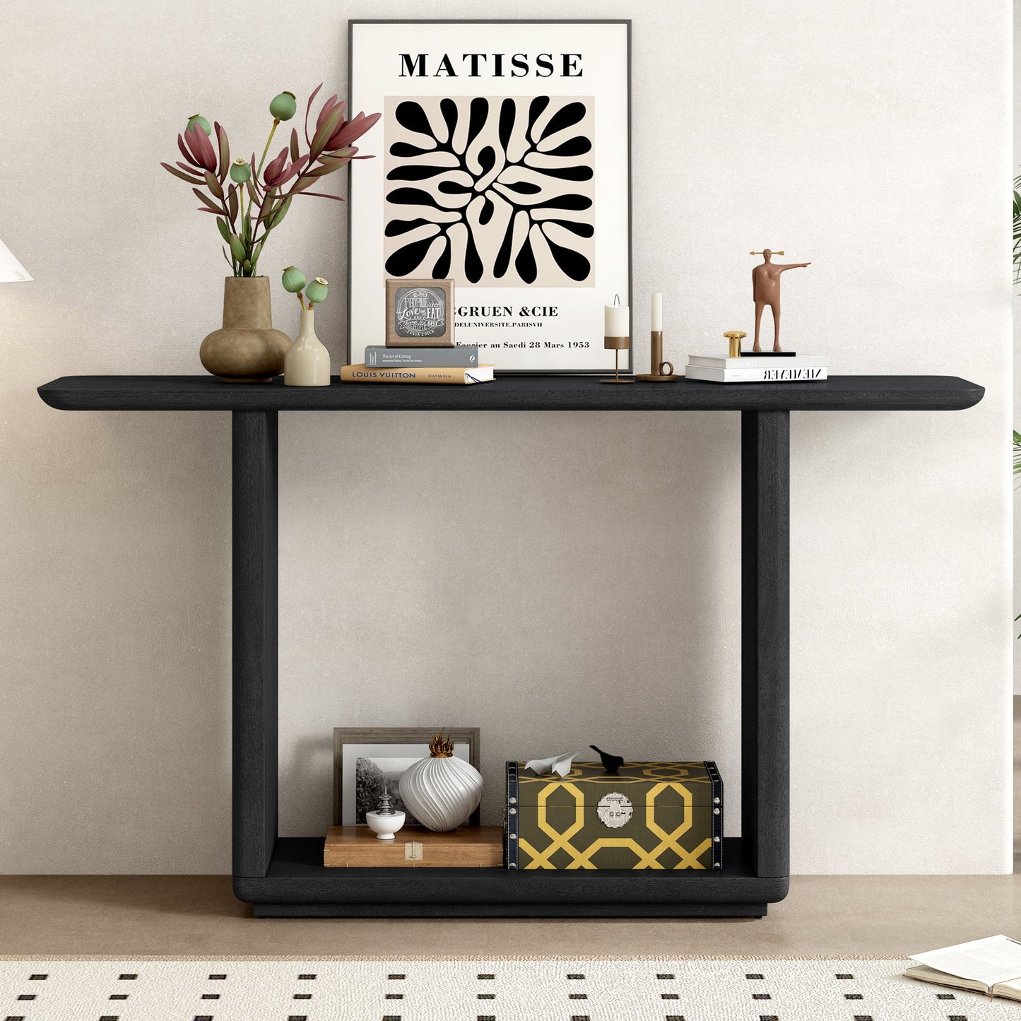 Console Table With Curved Corners And U Base Design