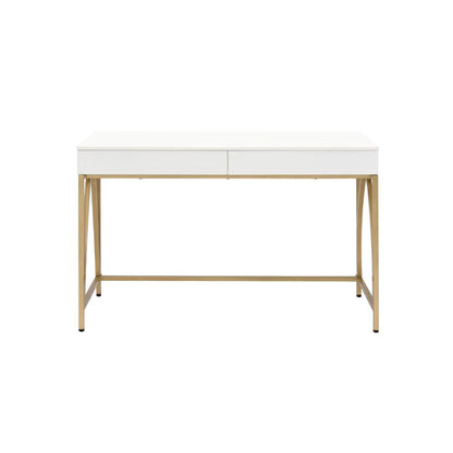 Lightmane - Writing Desk (Same Ac00900) - White High Gloss & Gold