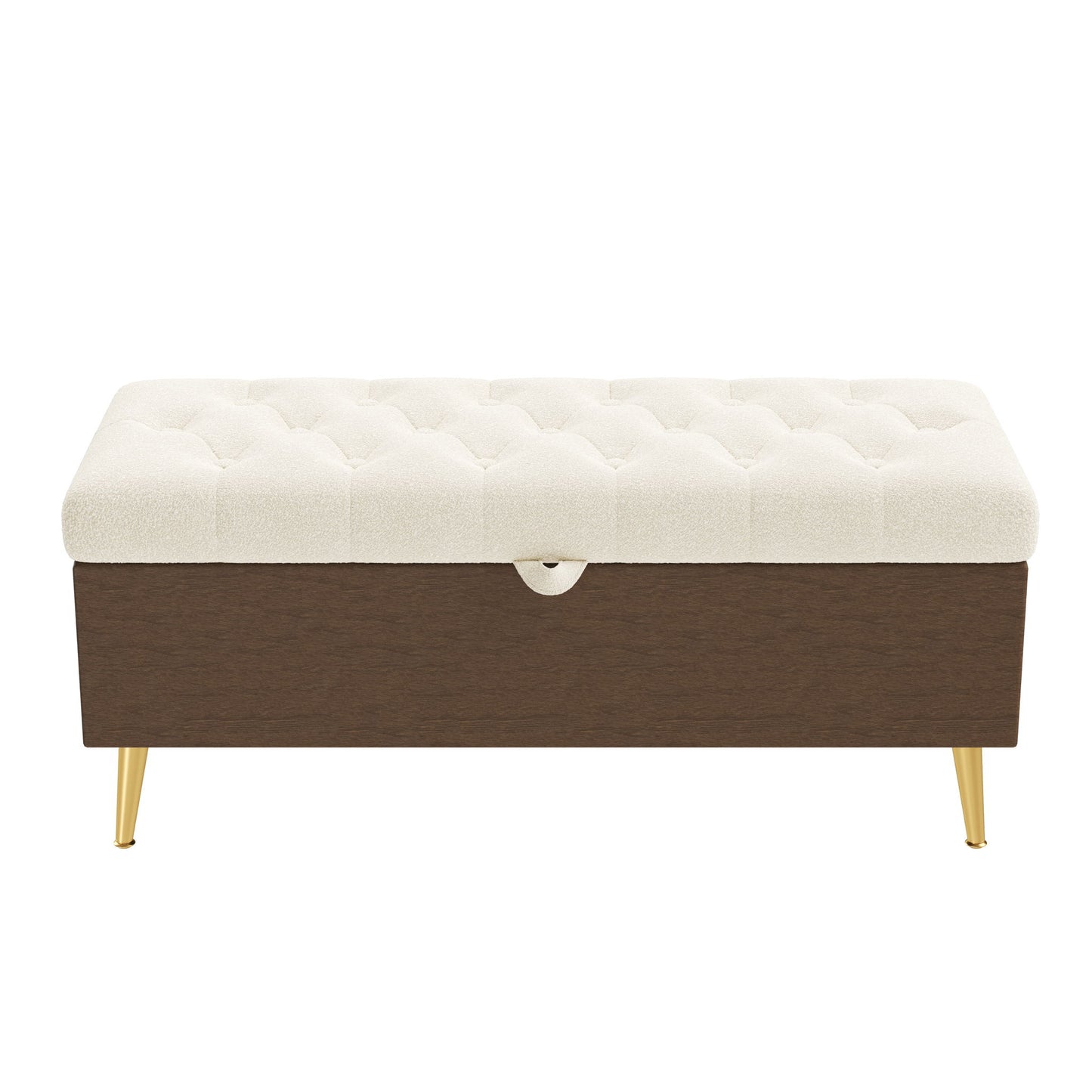 Modern Tufted Storage Ottoman Bench With Metal Legs