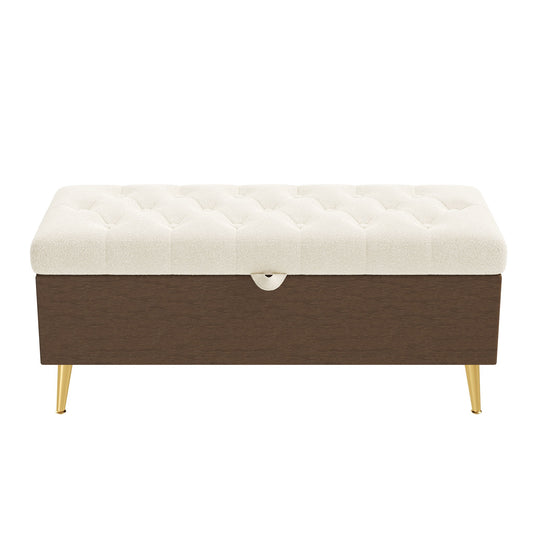 Modern Tufted Storage Ottoman Bench With Metal Legs