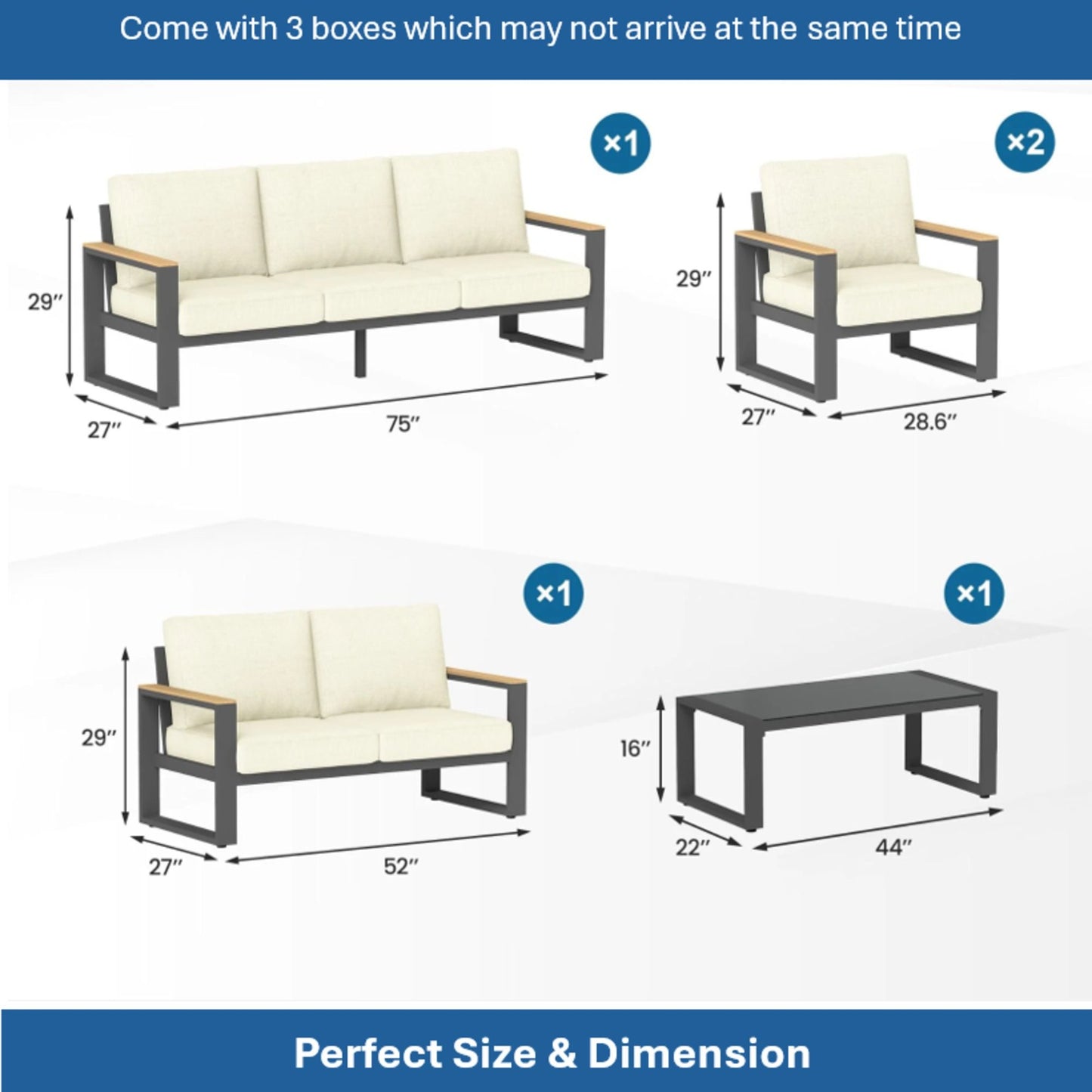 Modern Outdoor Sofa Set With Coffee Table
