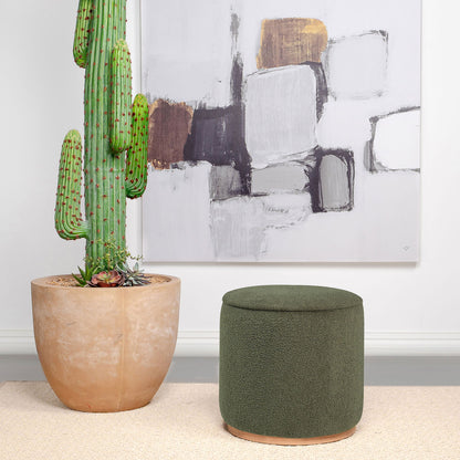 Keita - Upholstered Round Ottoman - Green