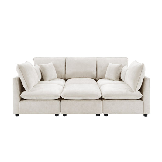Modern Sectional Sofa U-Shaped With Movable Ottoman Storage Armrests And USB Ports