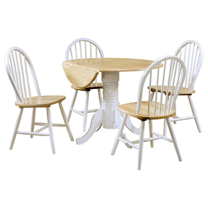 Greer - 5 Piece Dining Set With Drop Down Leaf Table And Curved Back Chairs - White