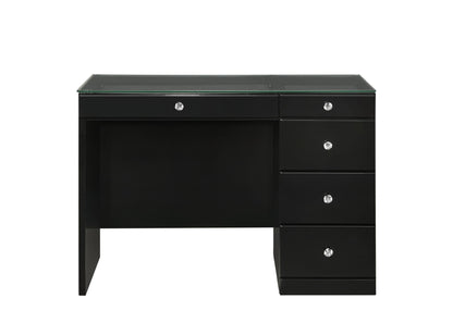 Morgan - Vanity Desk With Glass Top - Black