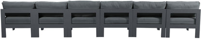 Nizuc - Outdoor Patio 6 Seat Armless Modular Sofa With Gray Frame