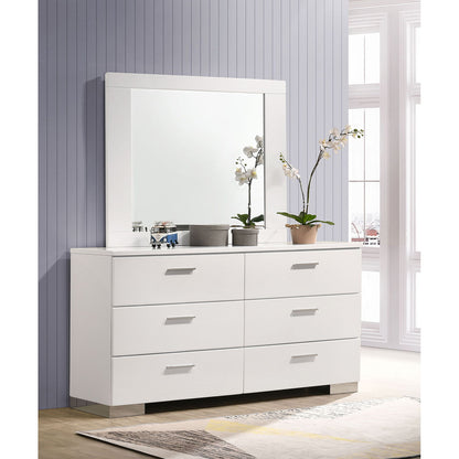 Dulcey - 6 Drawer Dresser With Mirror - Gloss White