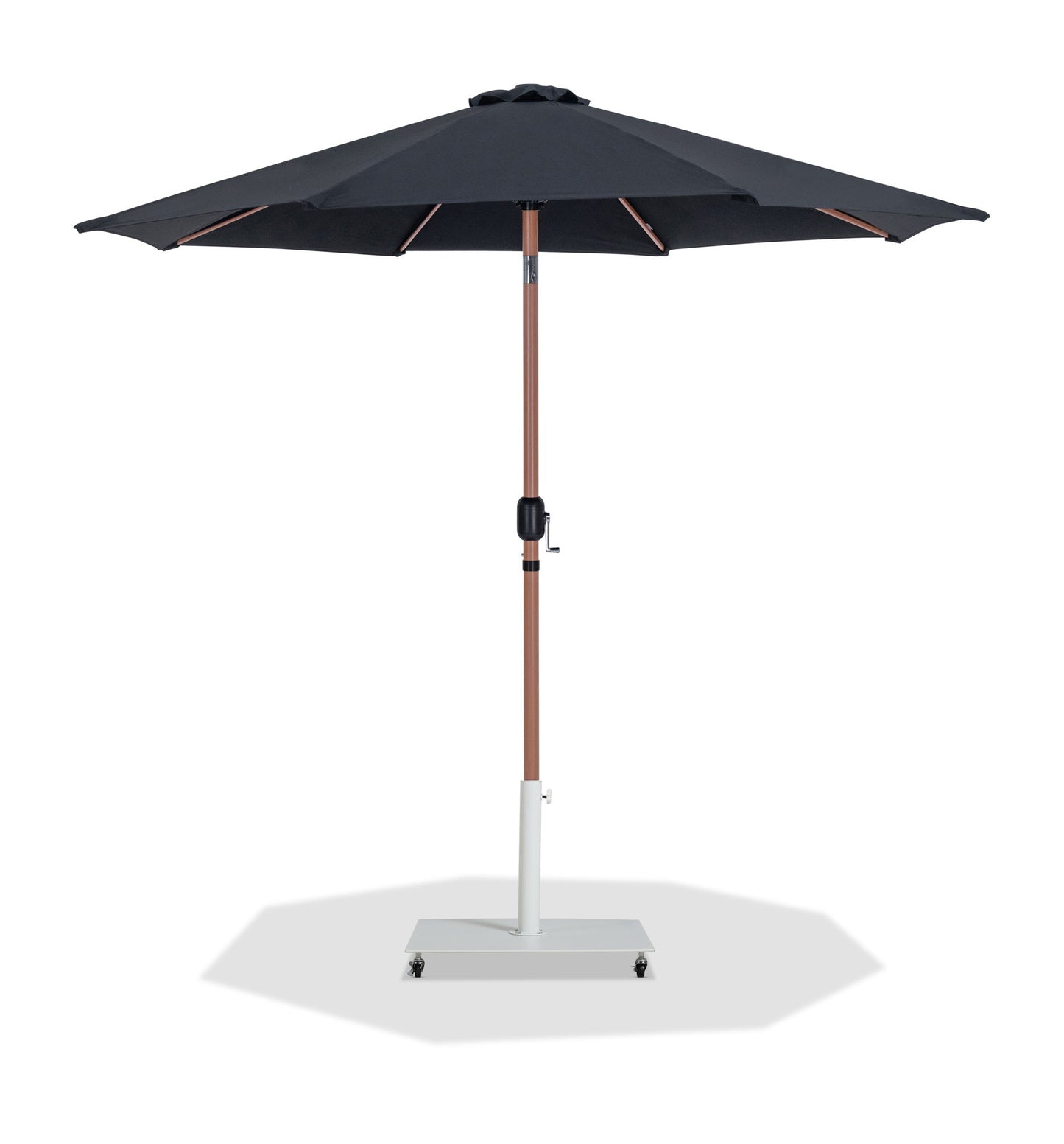 Fiji - Aluminum Patio Umbrella With Square White And Teak Base
