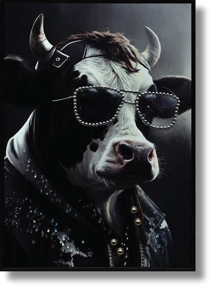 Studded Attitude Bovine - 21" x 29" Framed Wall Art