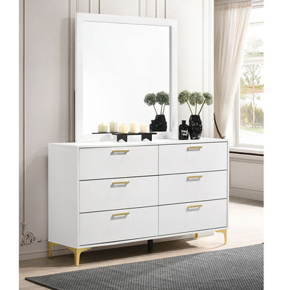 James - 6 Drawer Dresser With Mirror - White