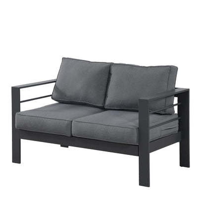 All Weather Patio Loveseat With Thick Cushions - Gray / Gray