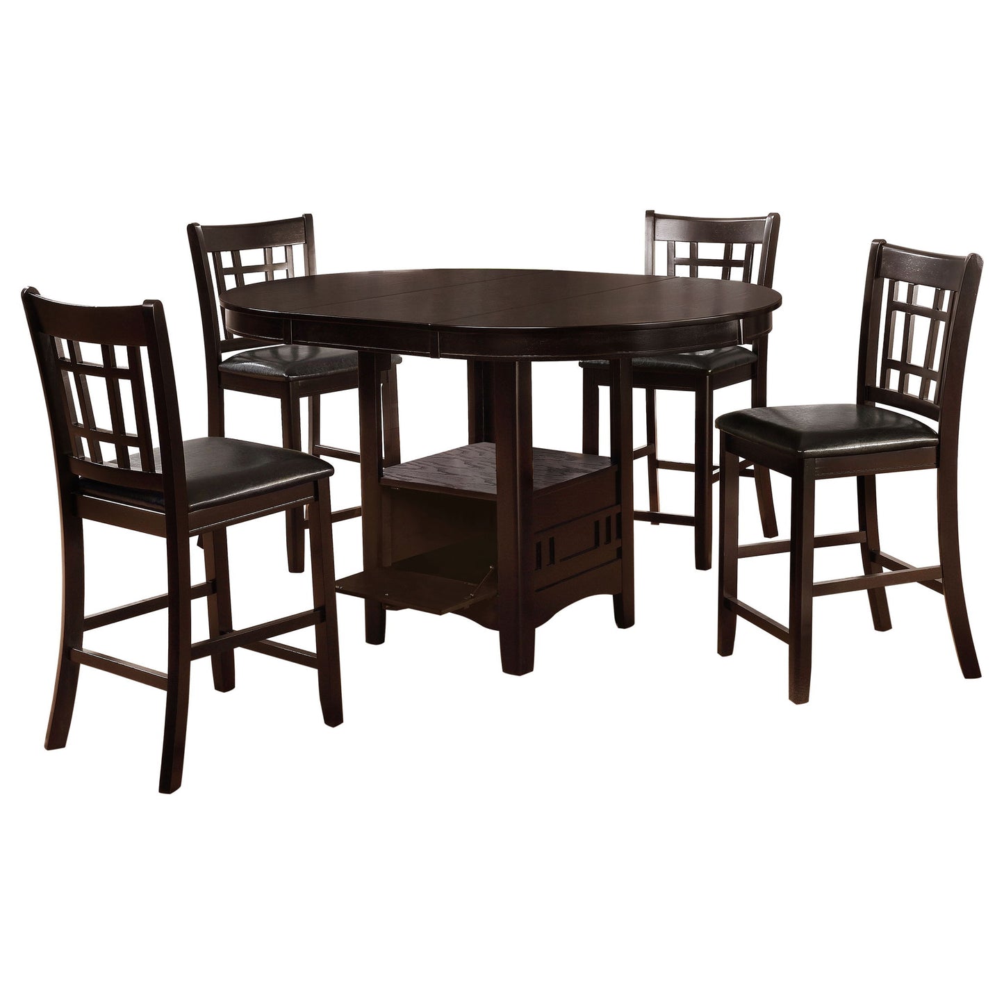 Danford - 5 Piece Counter Height Dining Set With Upholstered Stools - Espresso