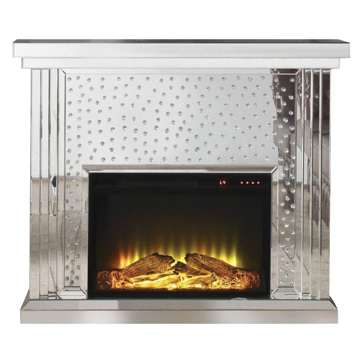Nysa - 40" Fireplace - Mirrored & Faux Crystals