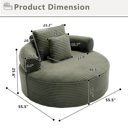 Round Sofa Bed With 3 Pillows For Living Room